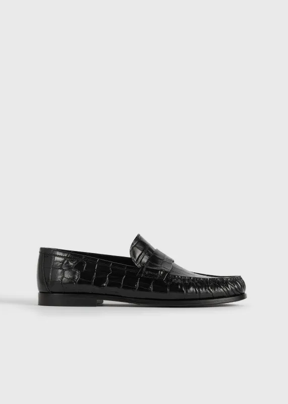 Moccasin croco-embossed loafers black made by Toteme