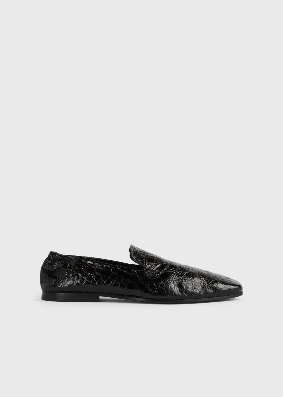 Soft croco-embossed loafers black made by Toteme