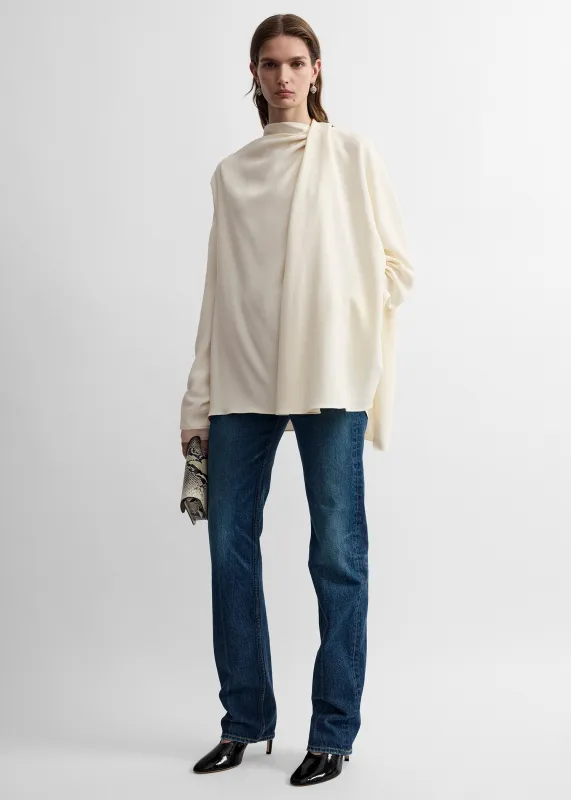 Asymmetric draped cady blouse ecru made by Toteme