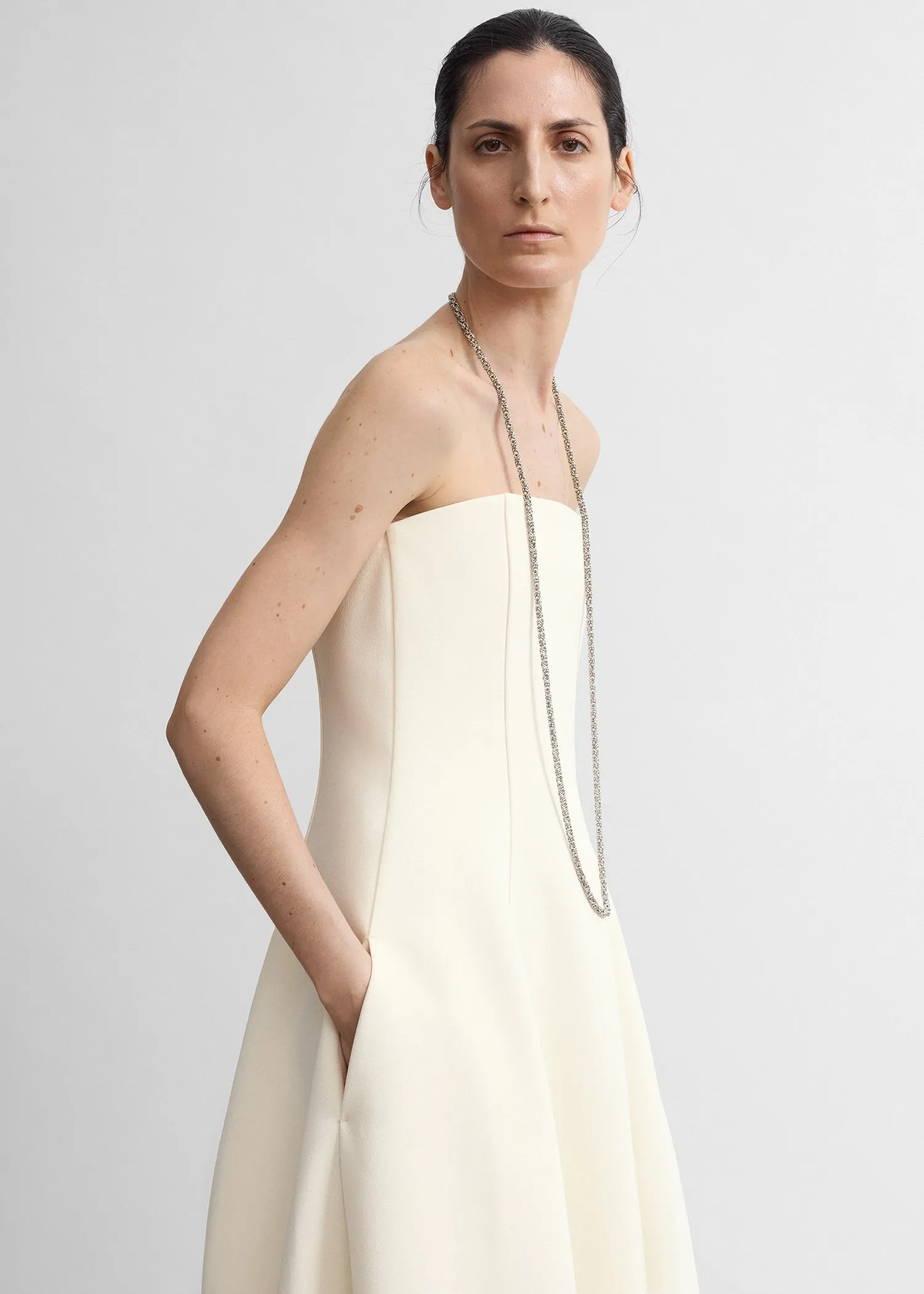 Strapless balloon dress ecru sold by Toteme product image thumbnail 4