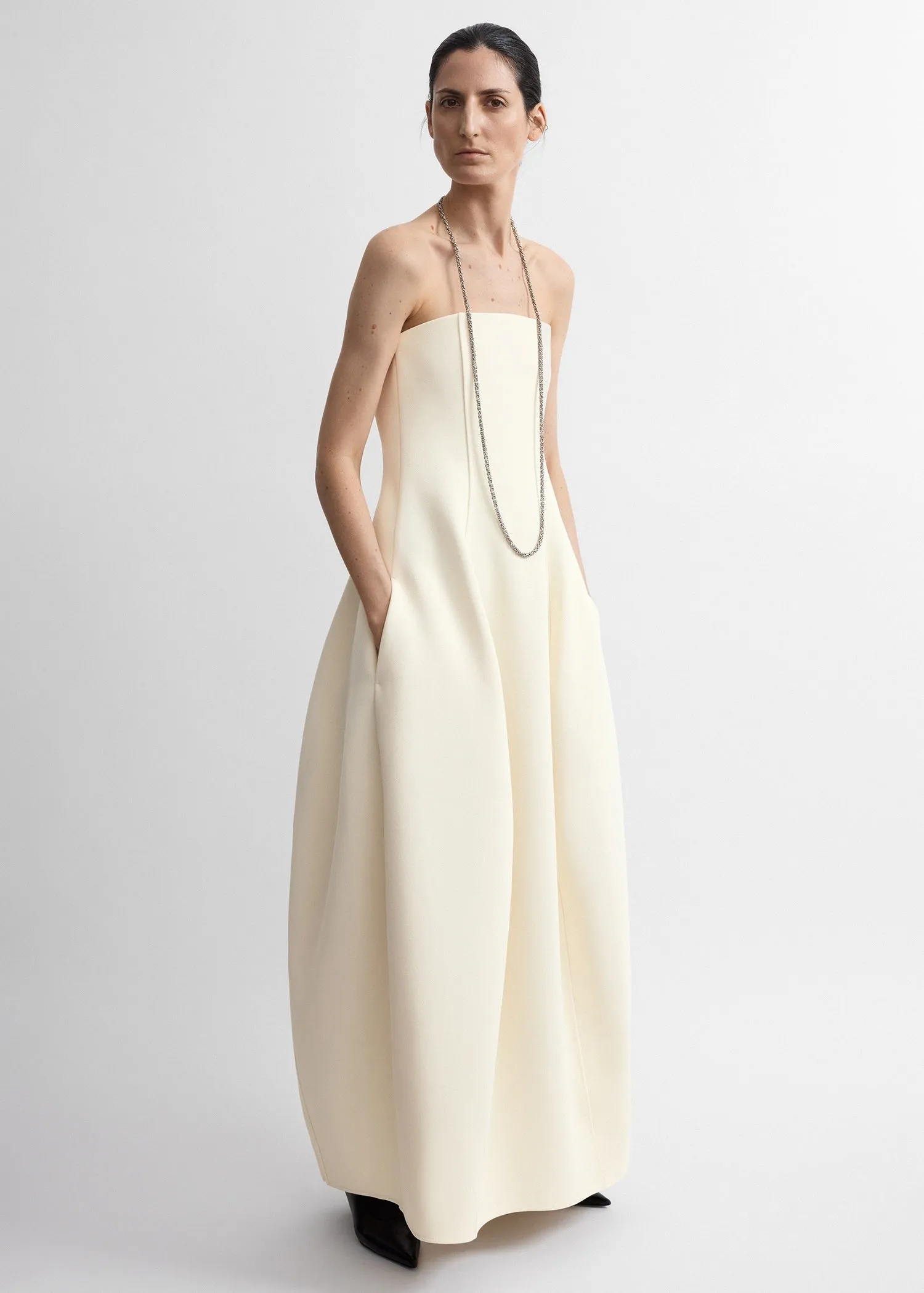 Strapless balloon dress ecru sold by Toteme product image thumbnail 2