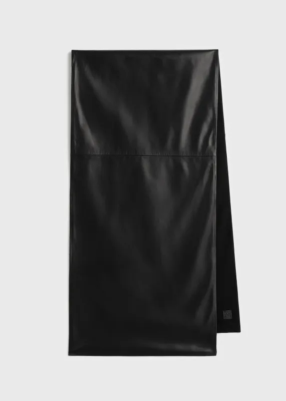 Leather cashmere scarf black made by Toteme