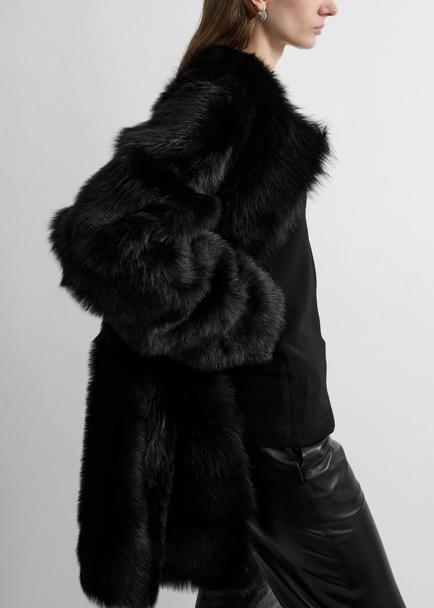 Short silky shearling coat black sold by Toteme product image thumbnail 5