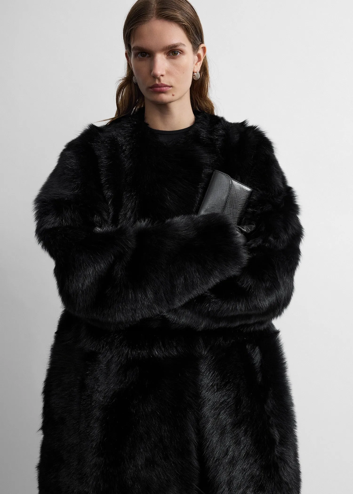 Short silky shearling coat black sold by Toteme product image thumbnail 4