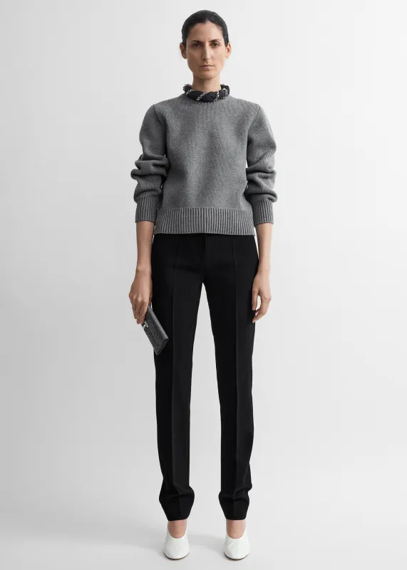 Merino cotton crew knit grey melange made by Toteme