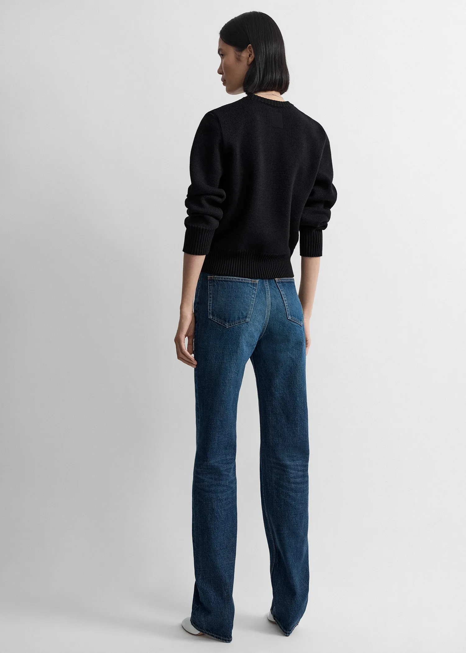 Merino cotton crew knit black sold by Toteme product image thumbnail 3