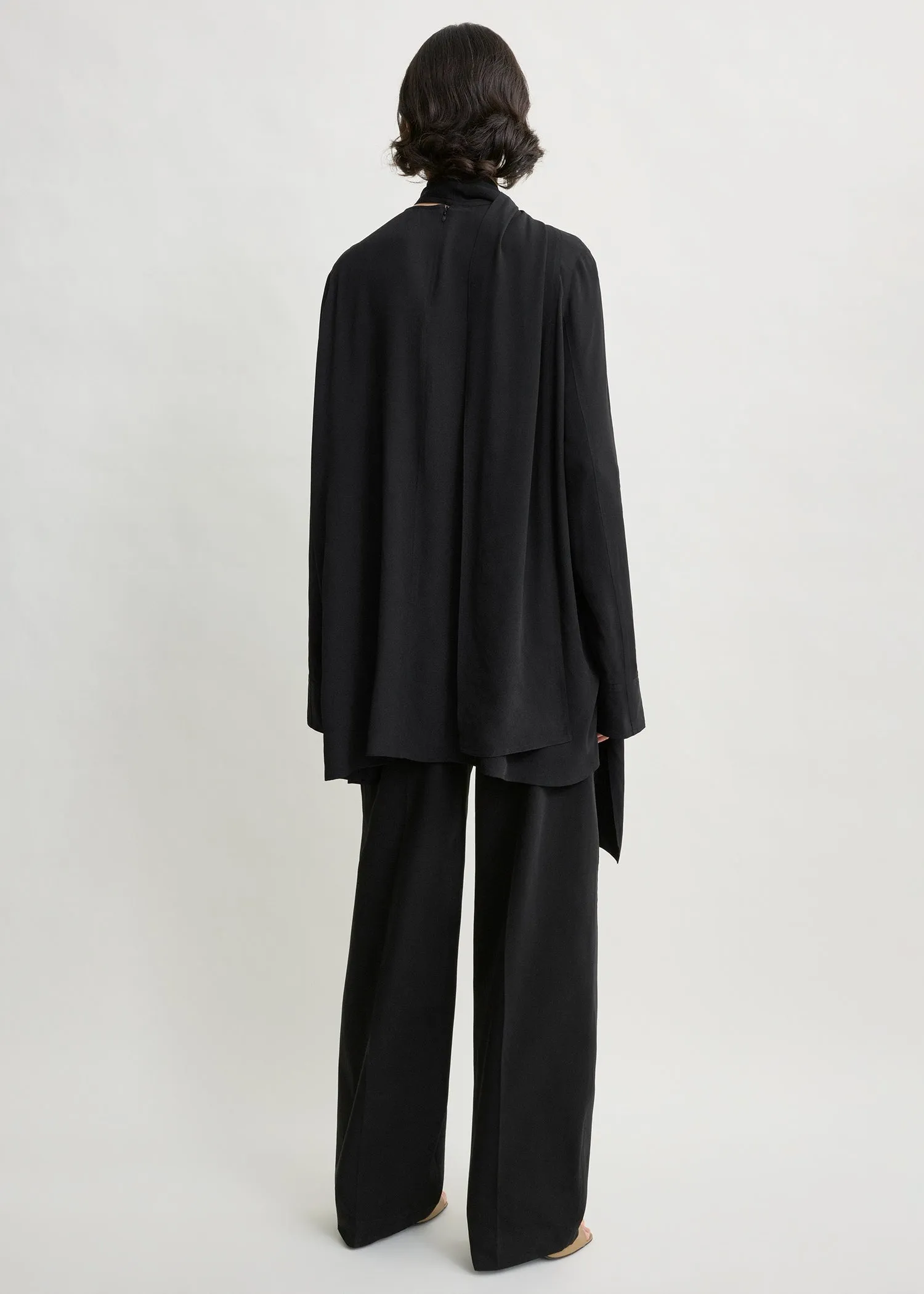 Draped scarf blouse black sold by Toteme product image thumbnail 3