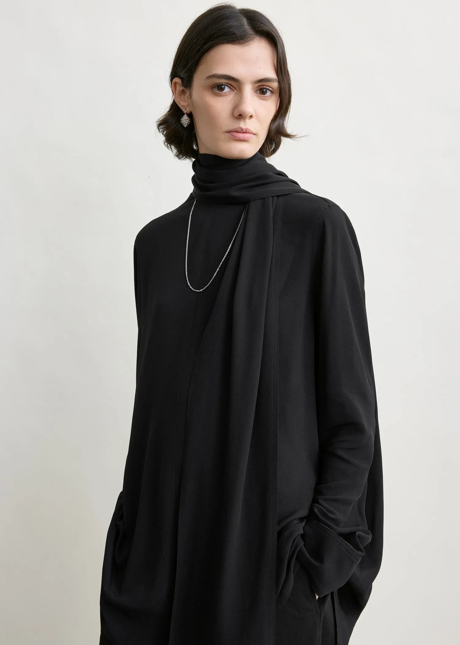 Draped scarf blouse black sold by Toteme product image thumbnail 4