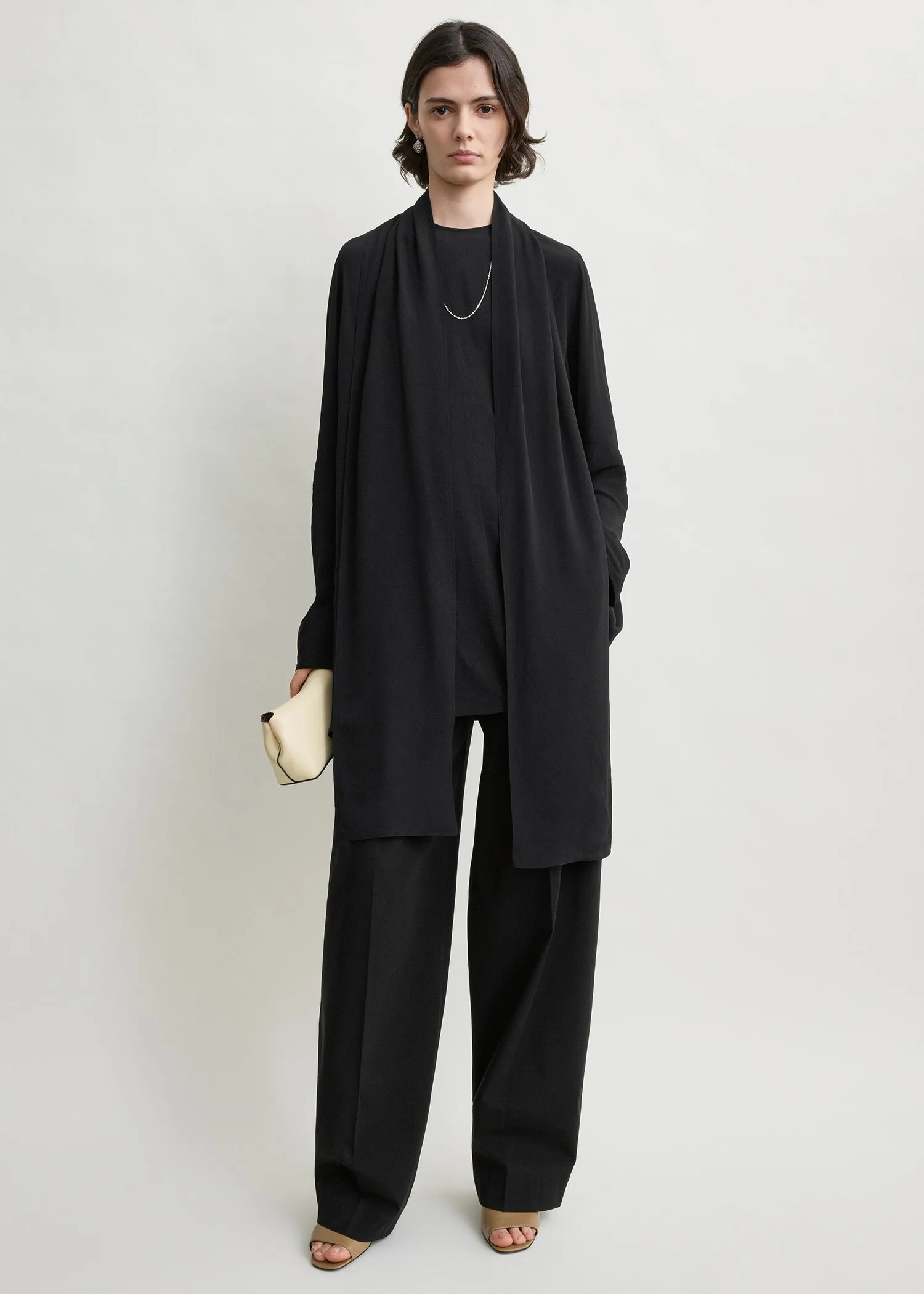 Draped scarf blouse black sold by Toteme