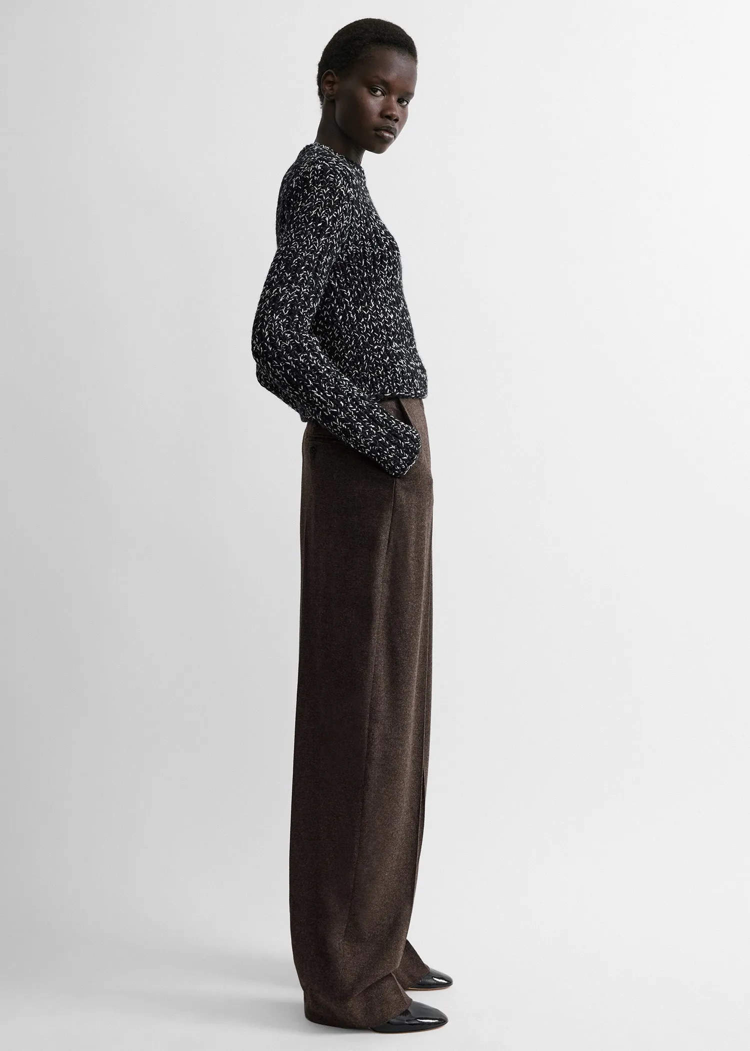 Wool silk crew neck black/ecru sold by Toteme product image thumbnail 2