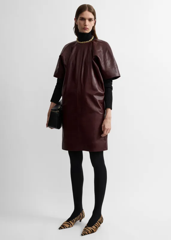 Cocoon leather dress bordeaux made by Toteme