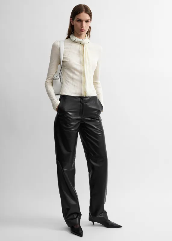 Ribbed bow blouse ecru made by Toteme