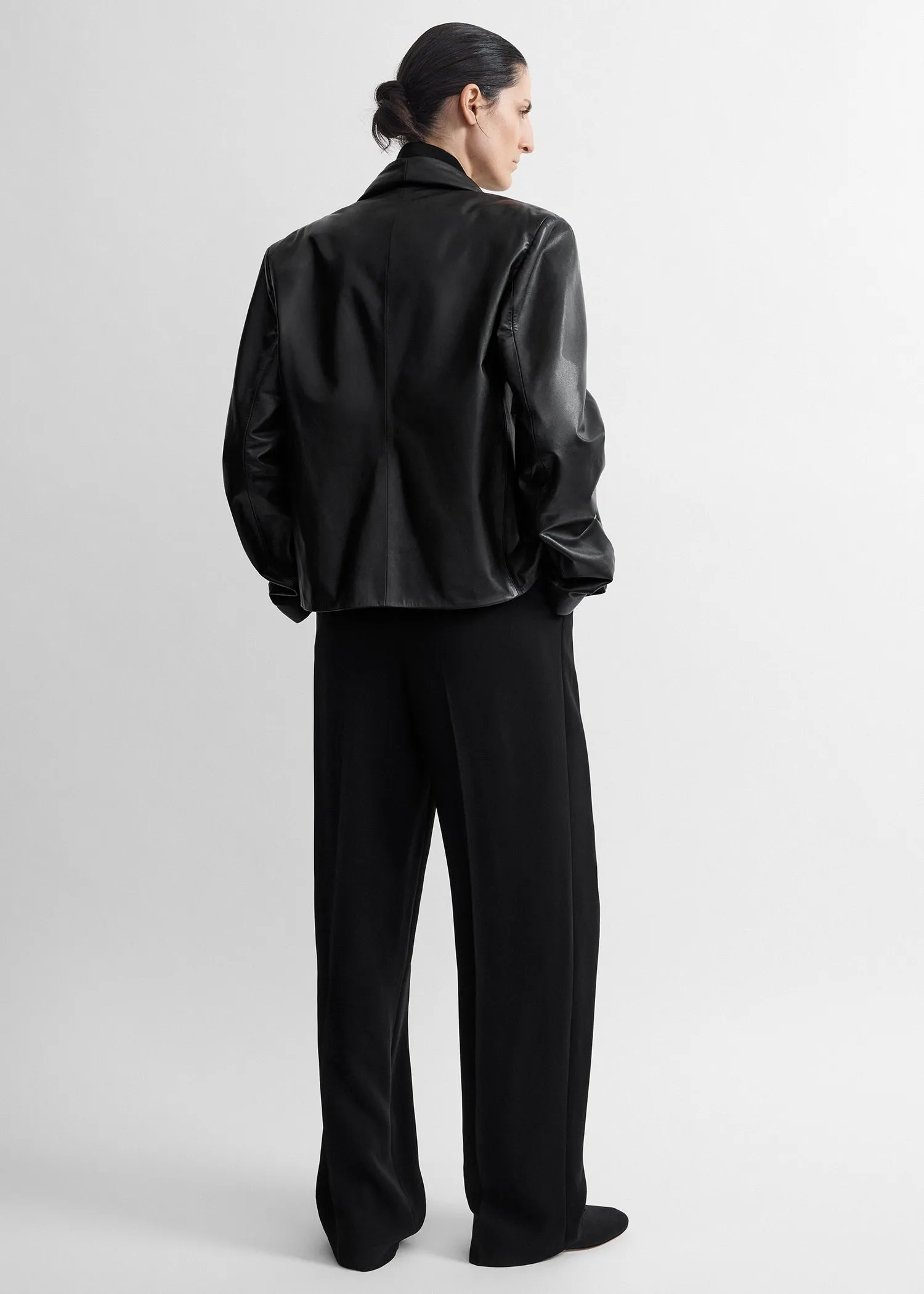 Scarf leather jacket black sold by Toteme product image thumbnail 3