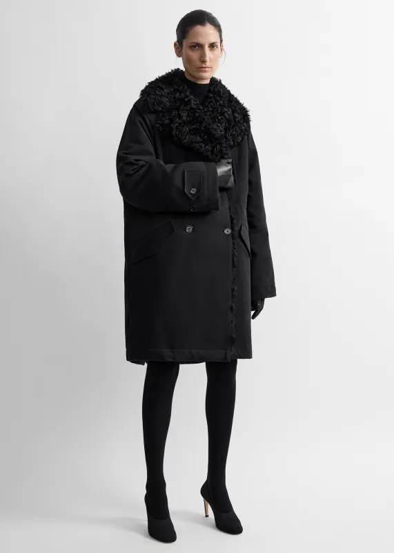 Shearling cotton parka washed black made by Toteme