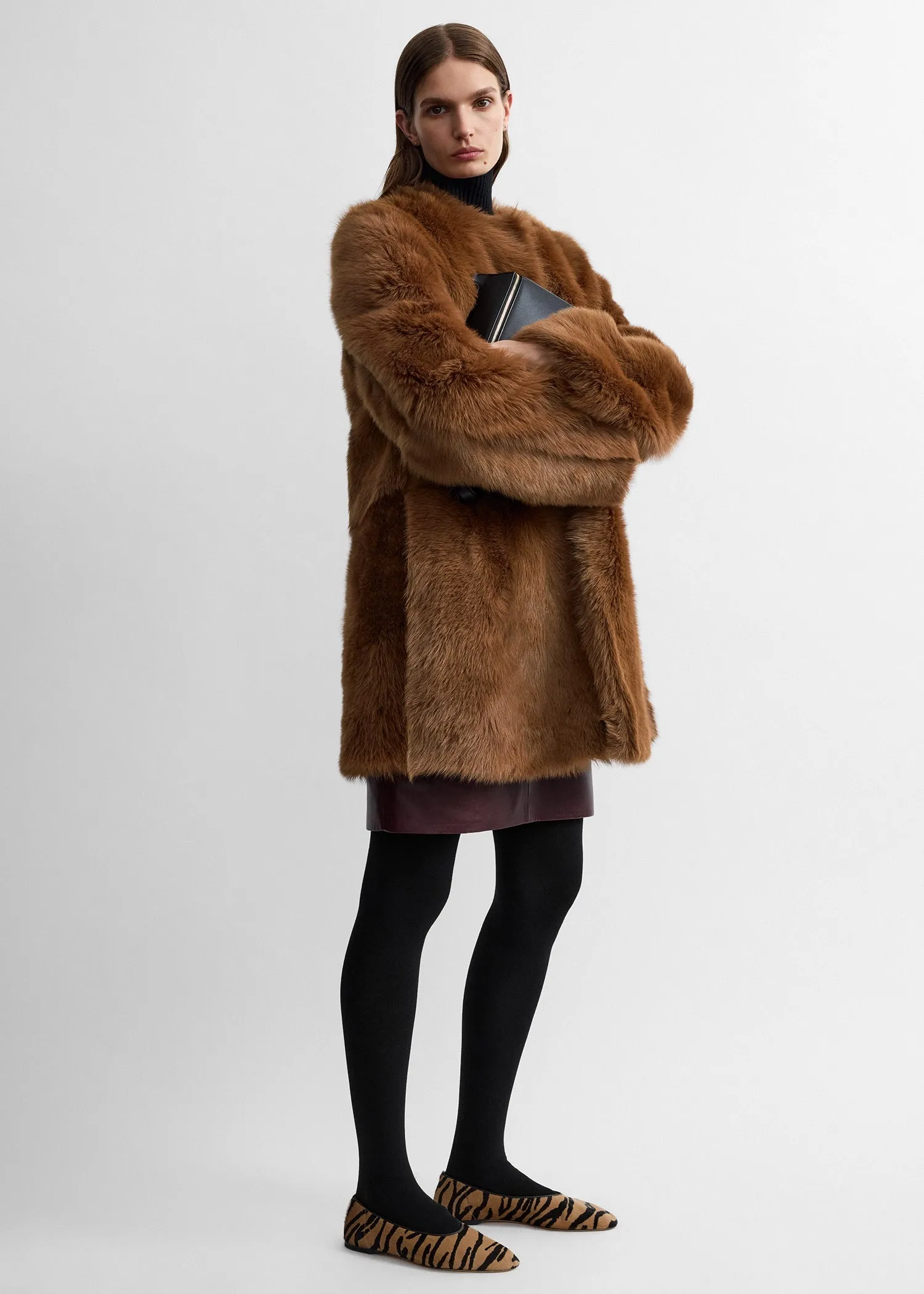 Short silky shearling coat ginger sold by Toteme product image thumbnail 2