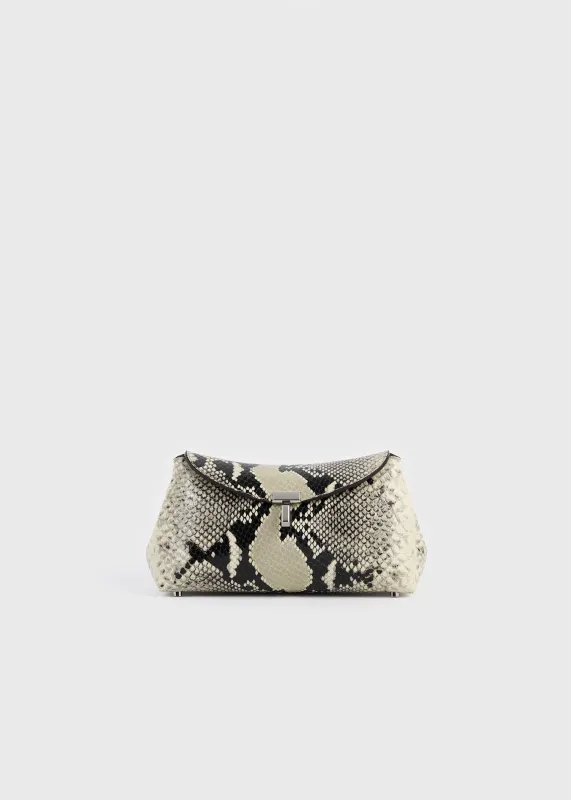 Mini t-lock python-embossed clutch black/ecru made by Toteme