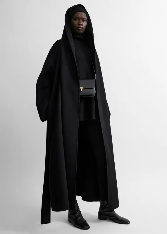 Hoodie belted coat black made by Toteme