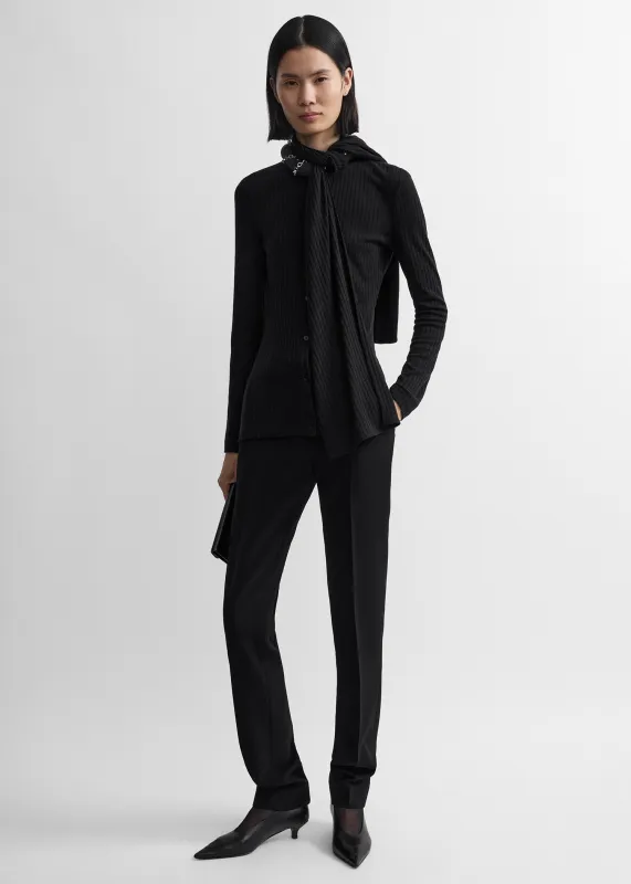 Ribbed bow blouse black made by Toteme