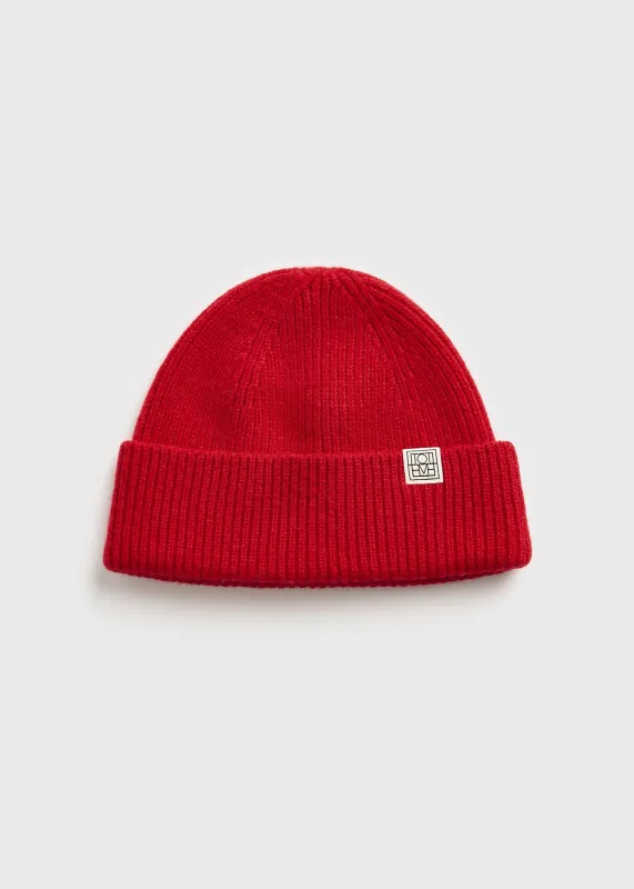 Rib cashmere beanie red made by Toteme
