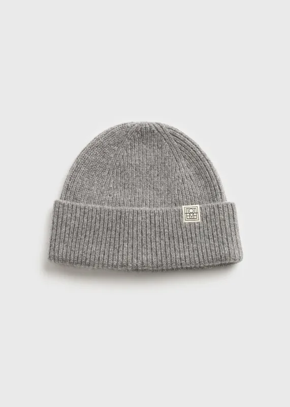 Rib cashmere beanie grey melange made by Toteme