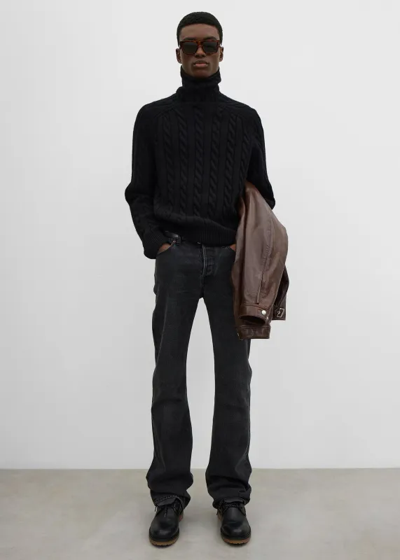 Raglan cable turtleneck black made by Toteme