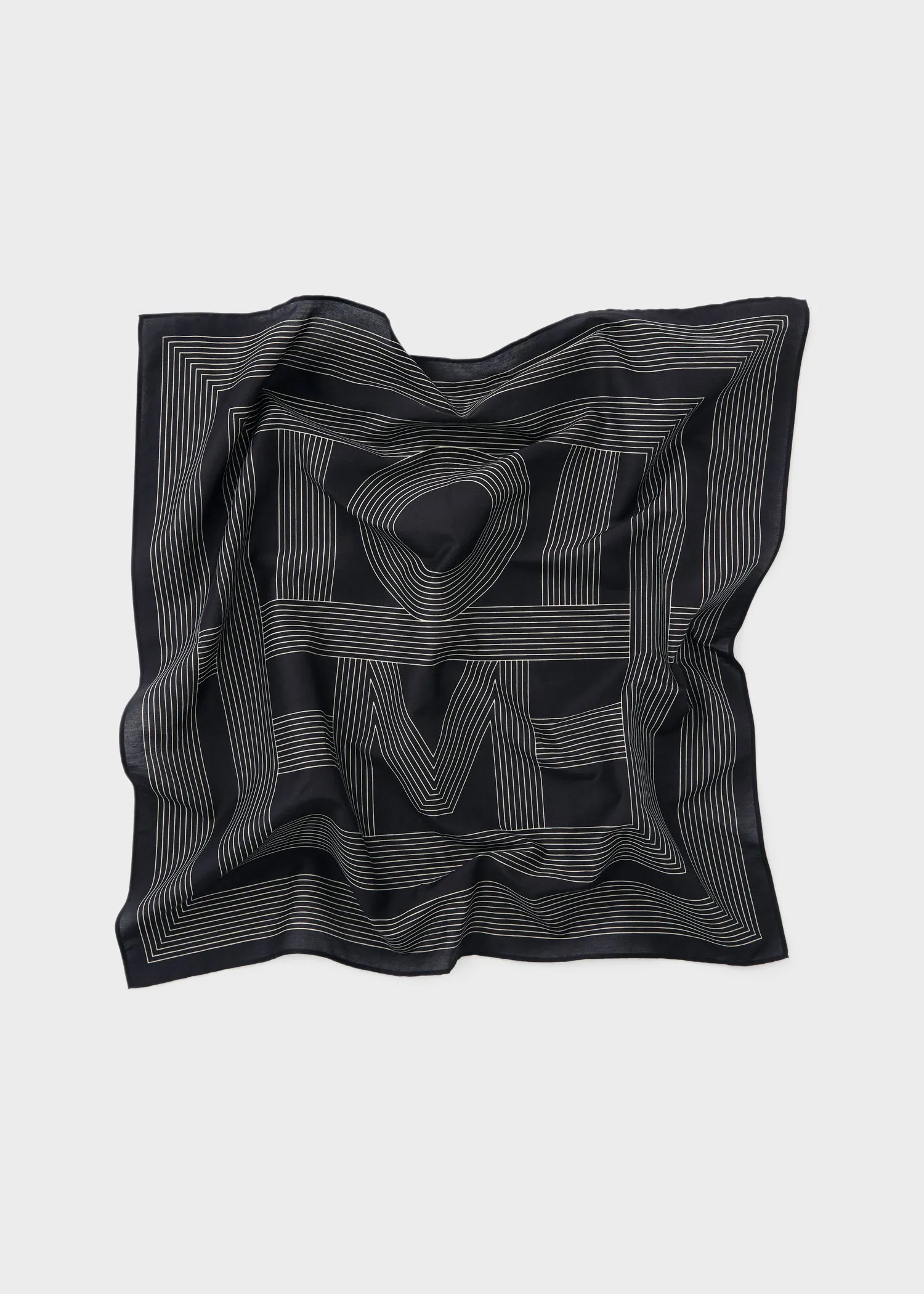 Striped monogram cotton silk scarf black sold by Toteme product image thumbnail 3