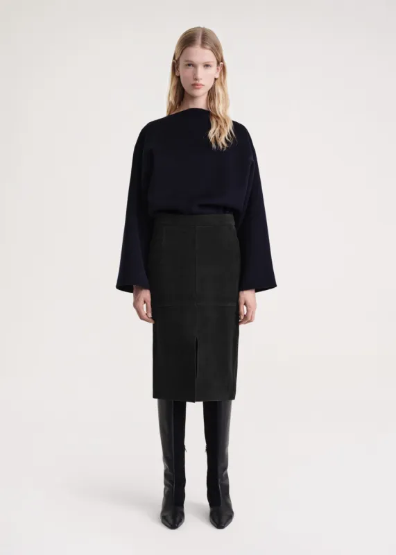 Paneled suede skirt black made by Toteme
