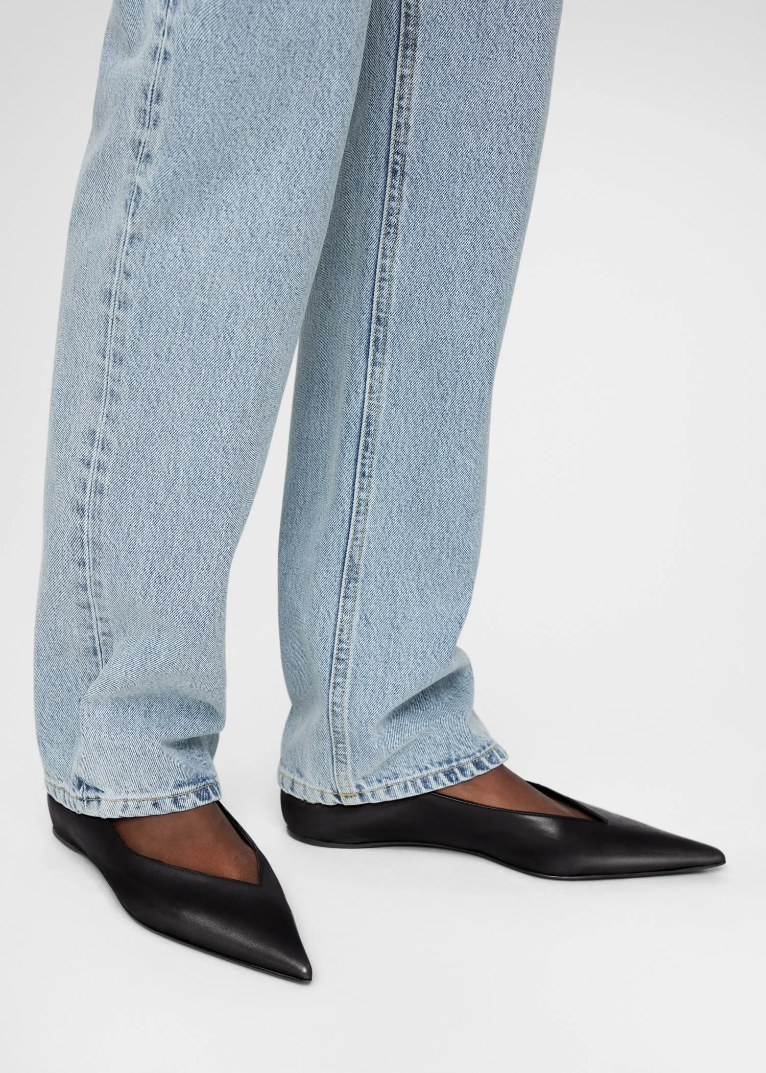 Leather asymmetric ballerinas black sold by Toteme product image thumbnail 2