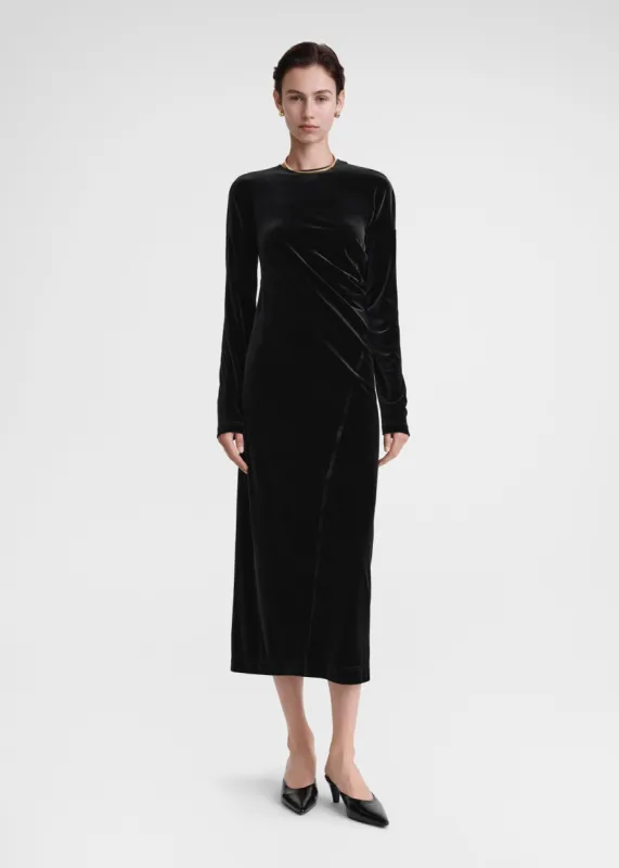 Twisted velvet dress black made by Toteme