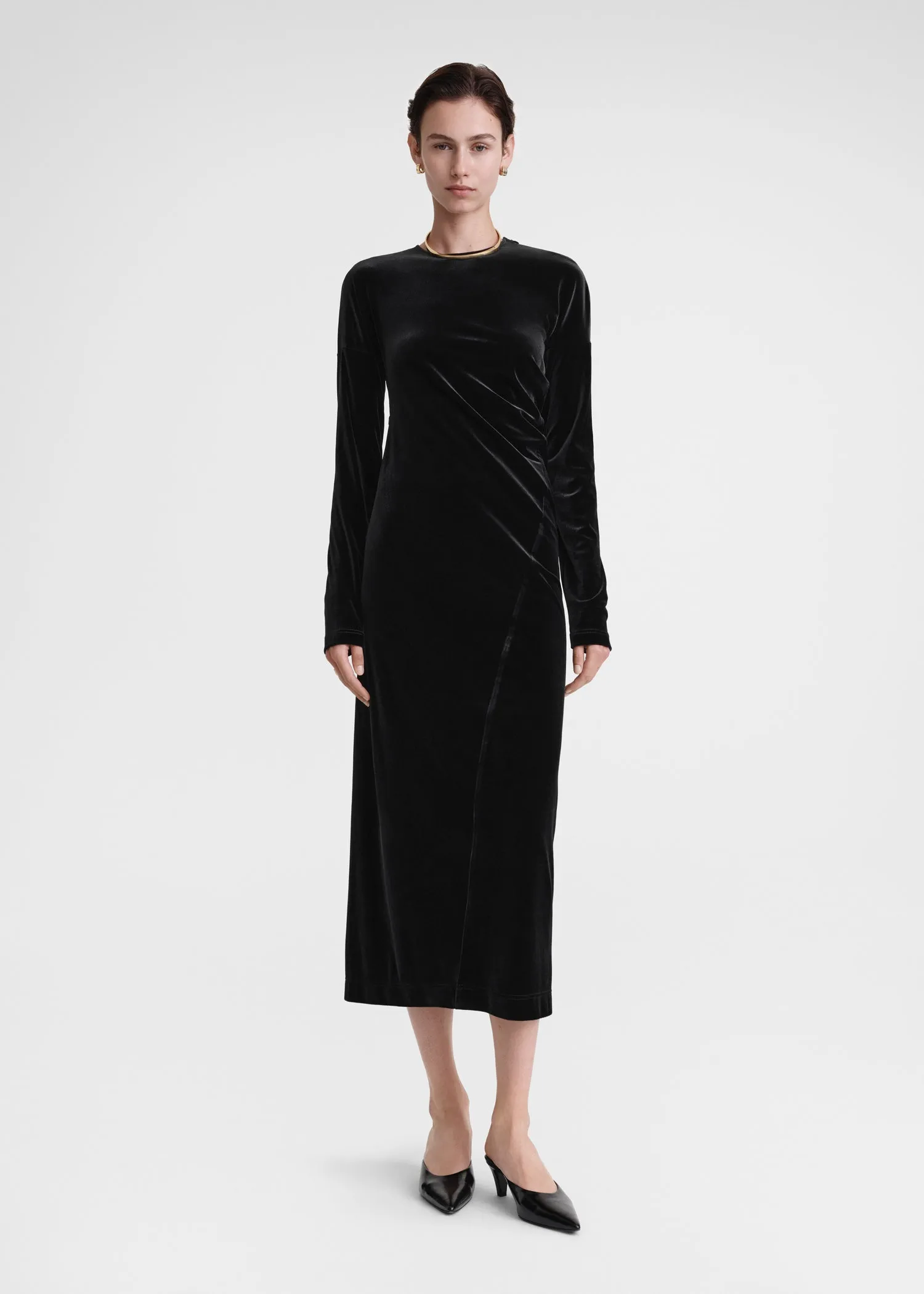 Twisted velvet dress black sold by Toteme