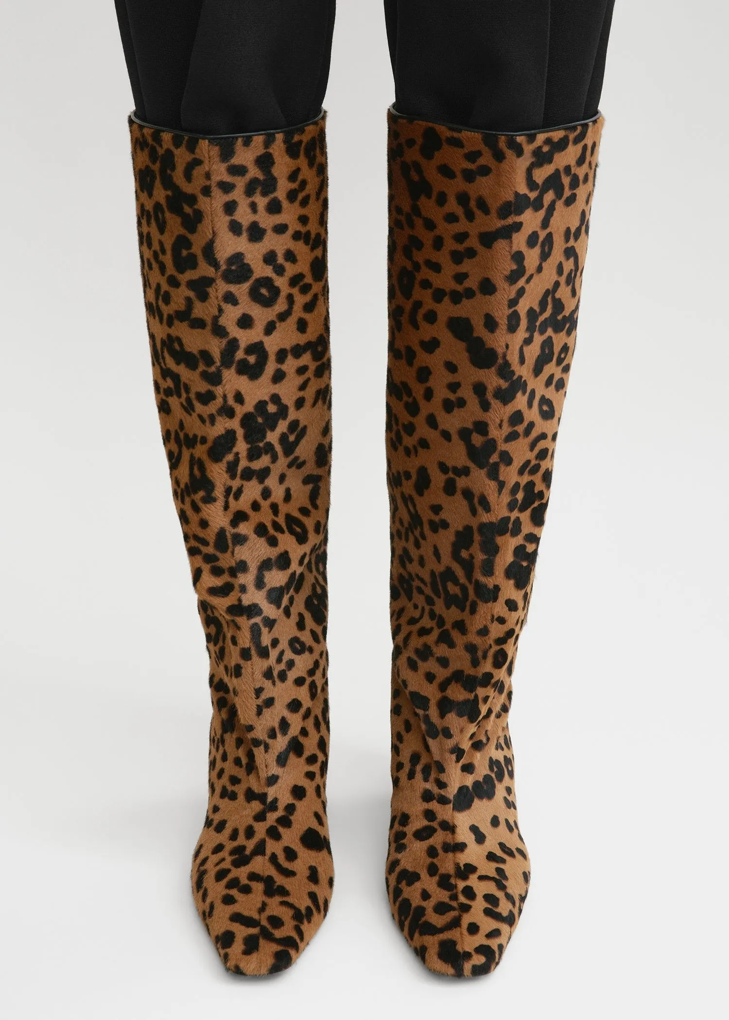 Leather wide shaft boots leopard sold by Toteme product image thumbnail 2