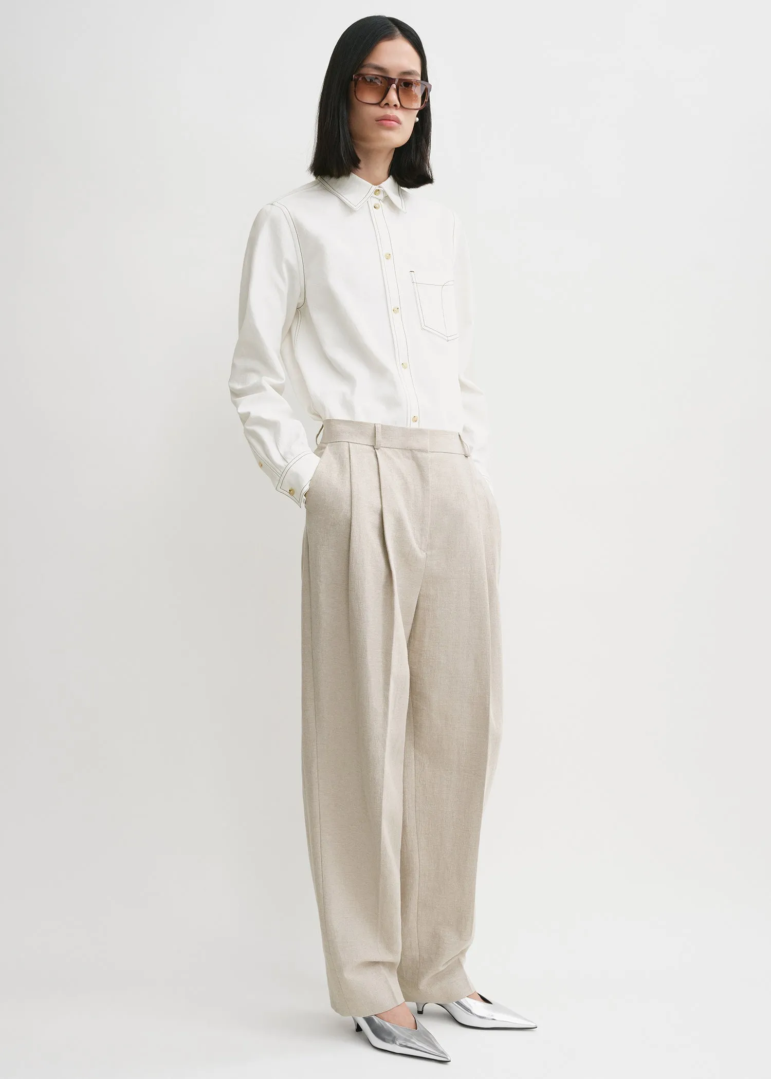 Petite tumbled cotton shirt white sold by Toteme product image thumbnail 2