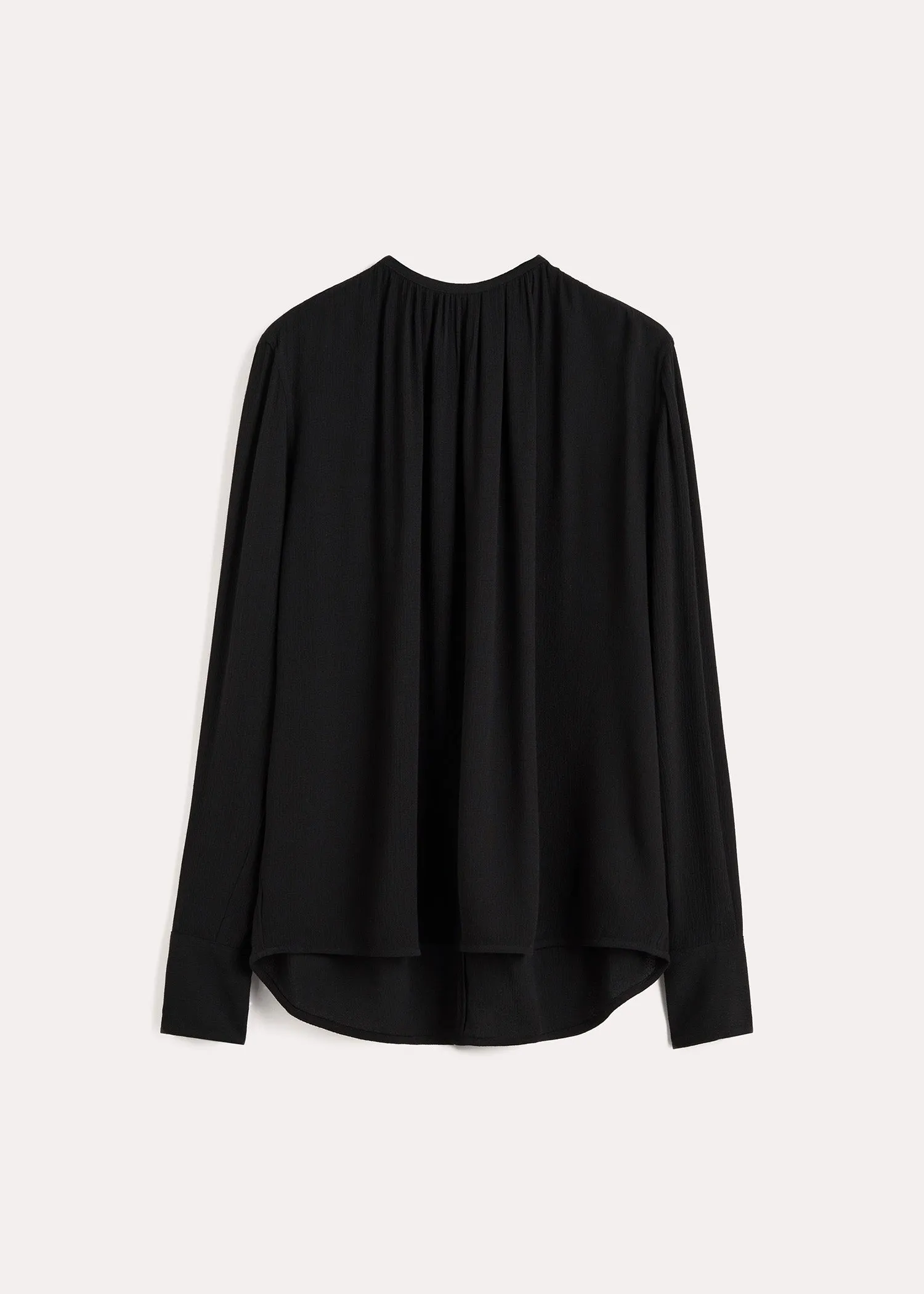 Gathered-neck crepe blouse black sold by Toteme product image thumbnail 5