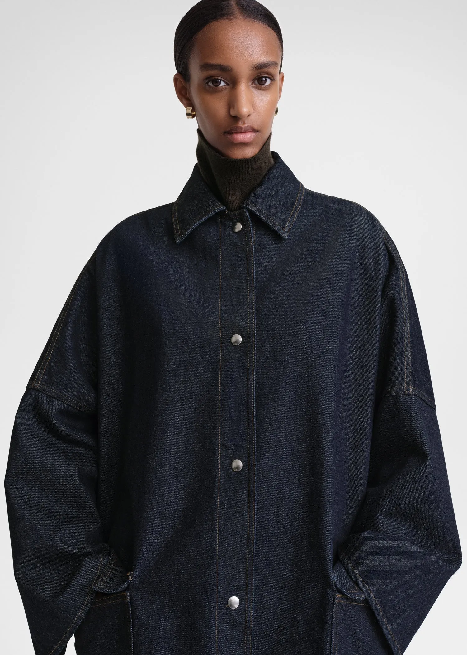 Denim overshirt jacket raw blue sold by Toteme product image thumbnail 4