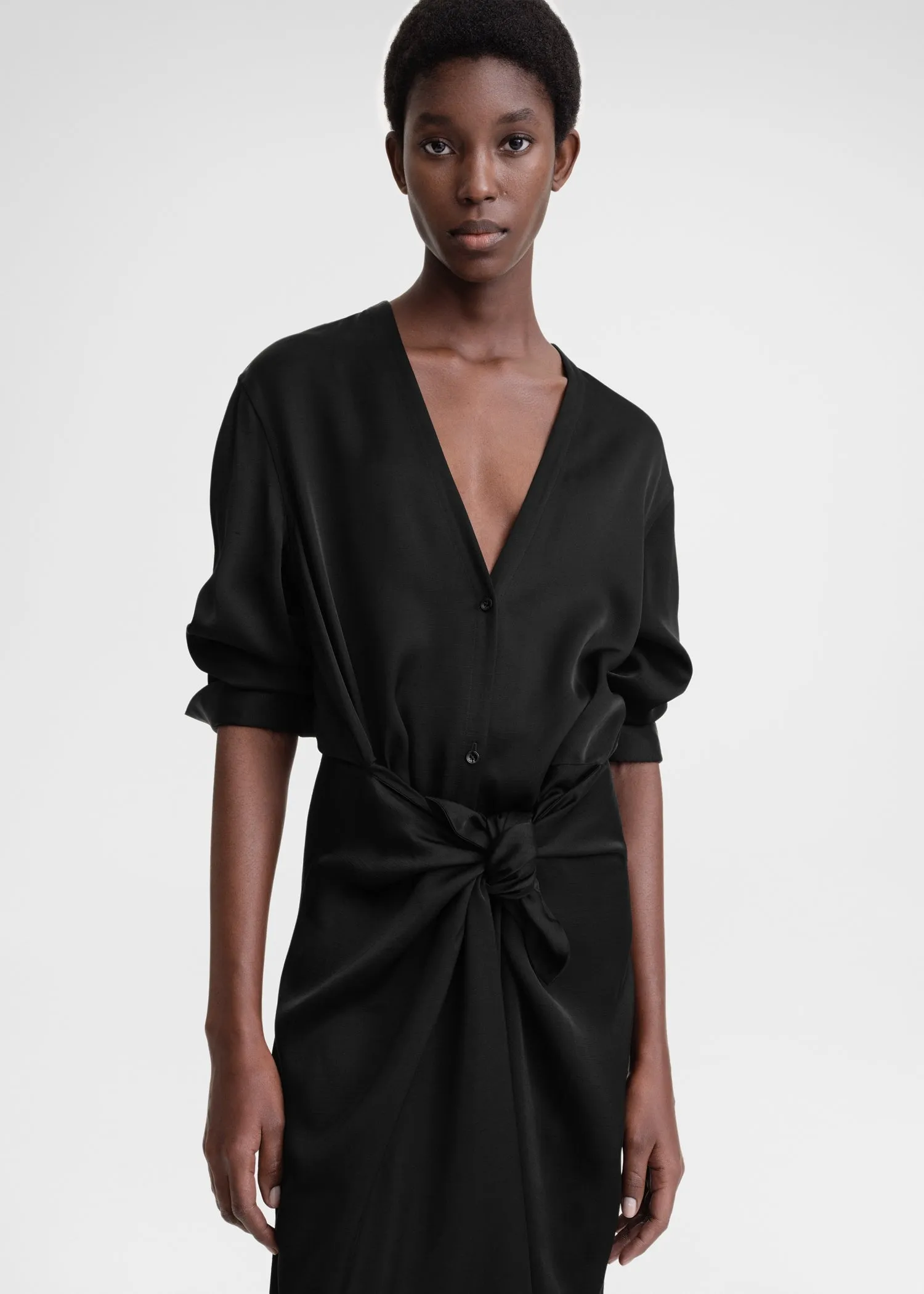 Satin knot dress black sold by Toteme product image thumbnail 4