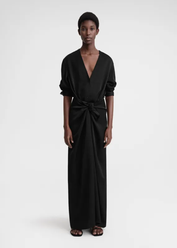 Satin knot dress black sold by Toteme