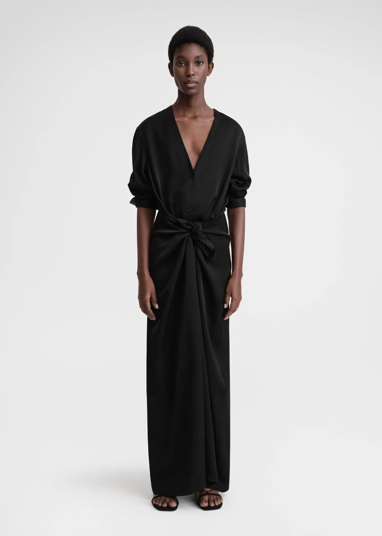 Satin knot dress black sold by Toteme