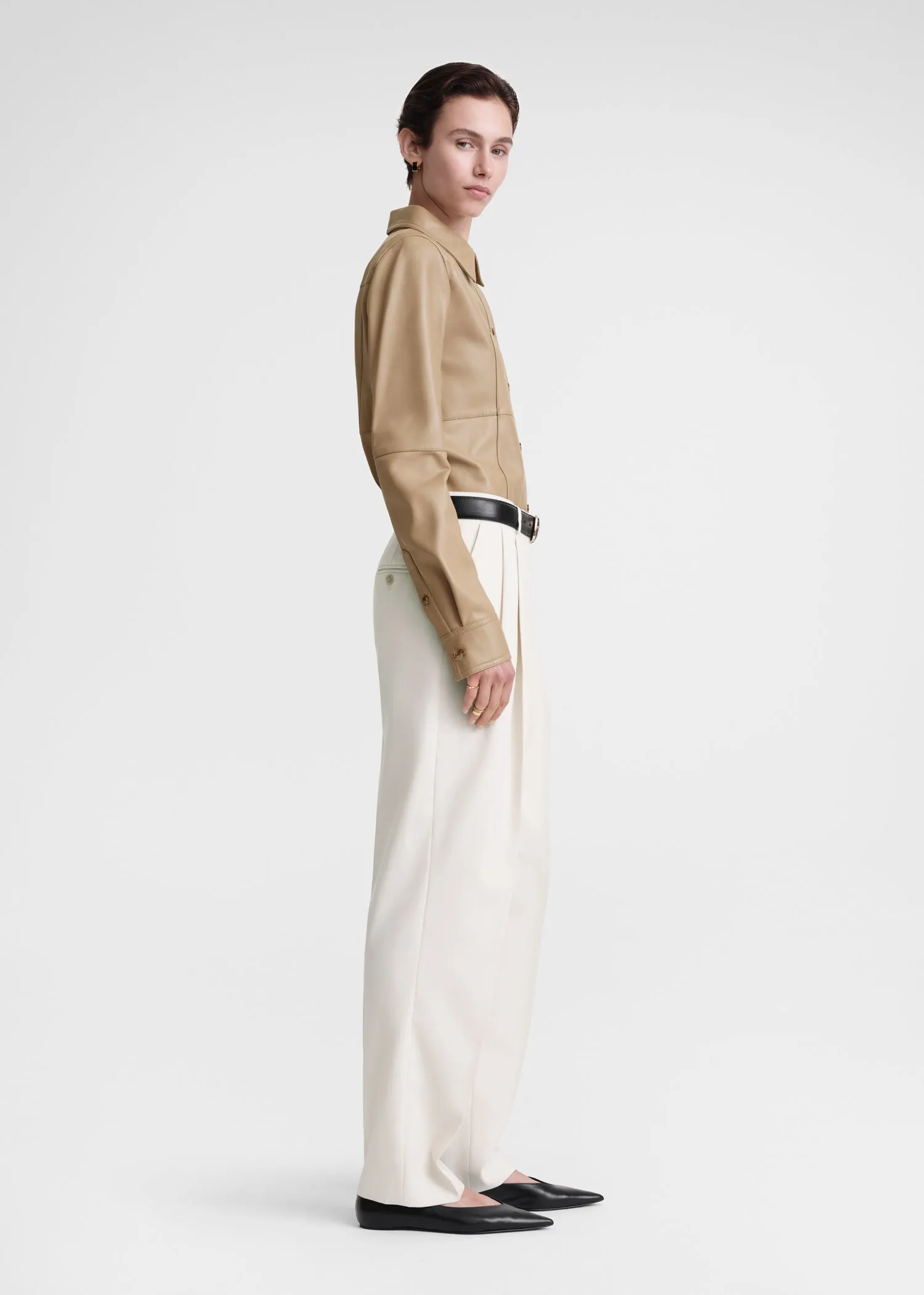 Slim leather shirt biscuit sold by Toteme product image thumbnail 2