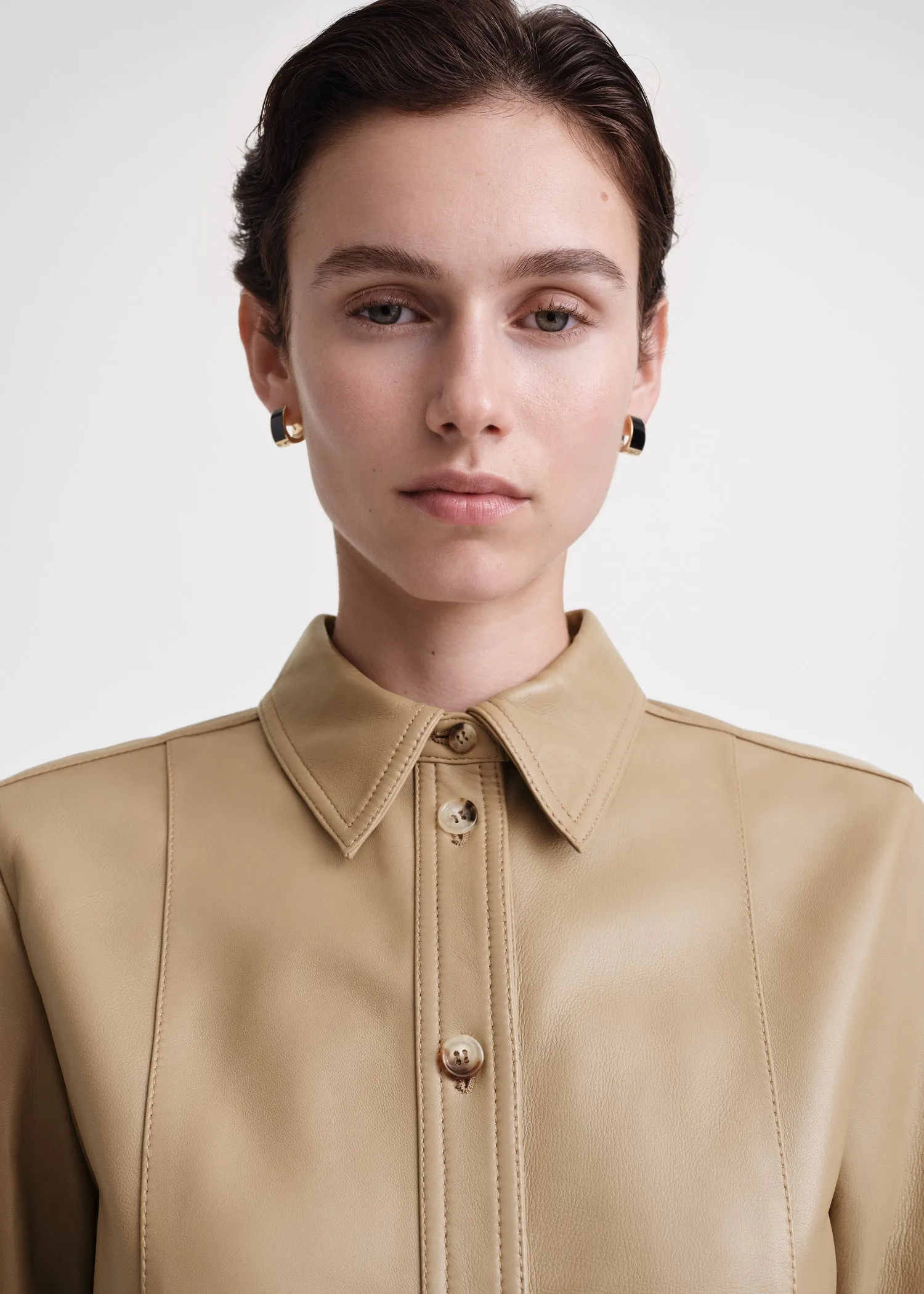 Slim leather shirt biscuit sold by Toteme product image thumbnail 5