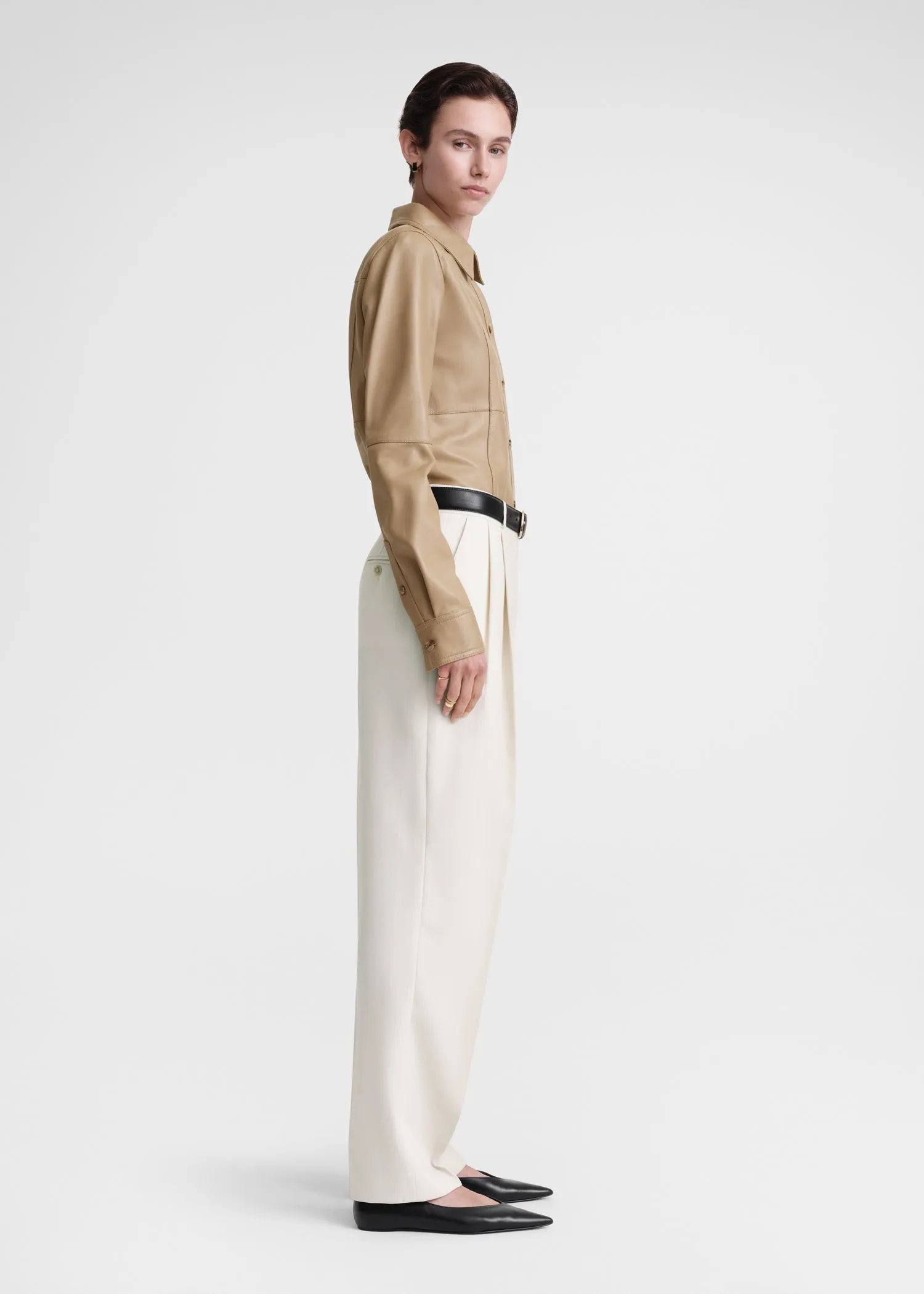 Slim leather shirt biscuit sold by Toteme product image thumbnail 3