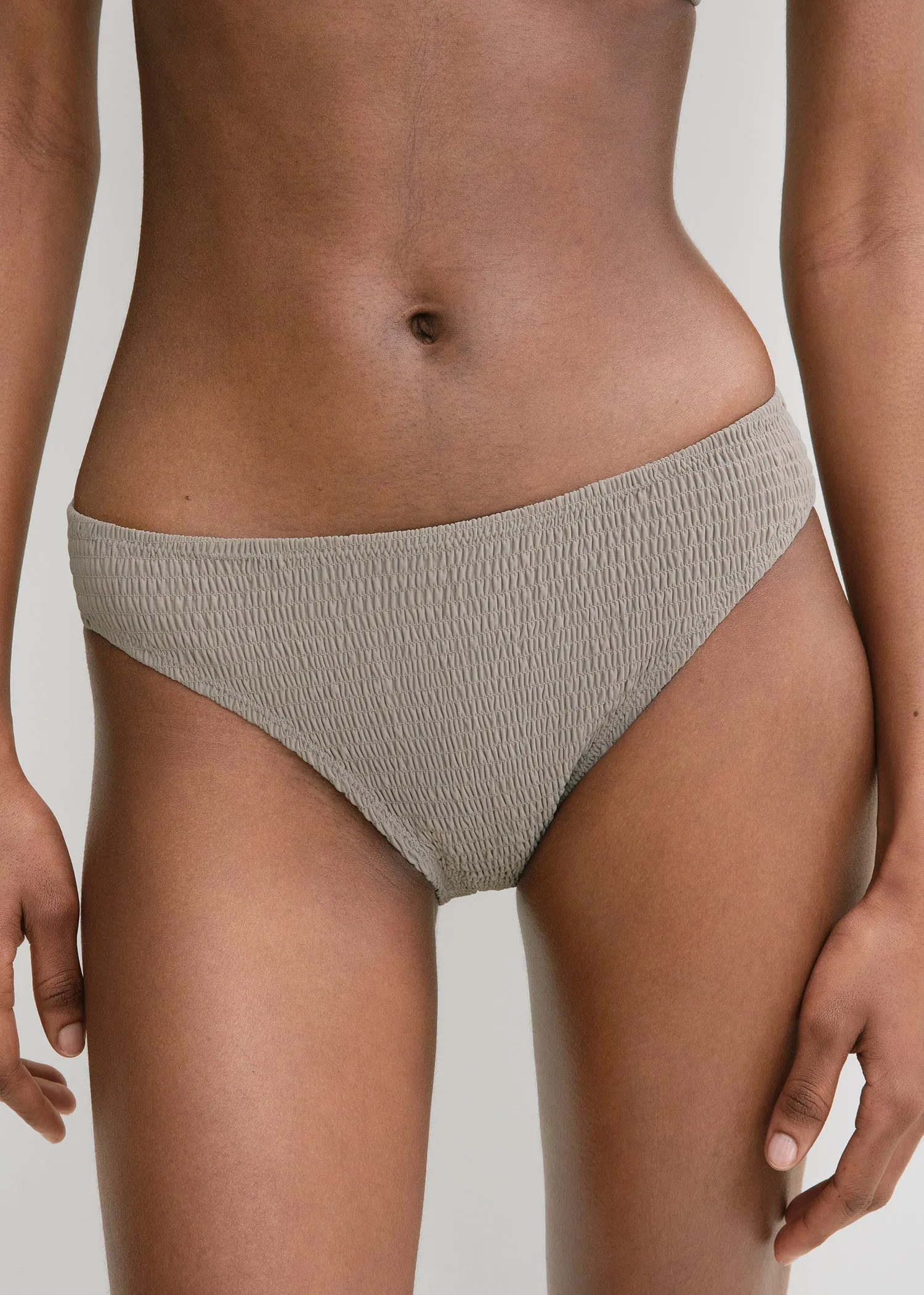 Smocked mid-rise bikini bottoms dove sold by Toteme product image thumbnail 2