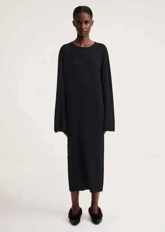 Cable knit dress black made by Toteme
