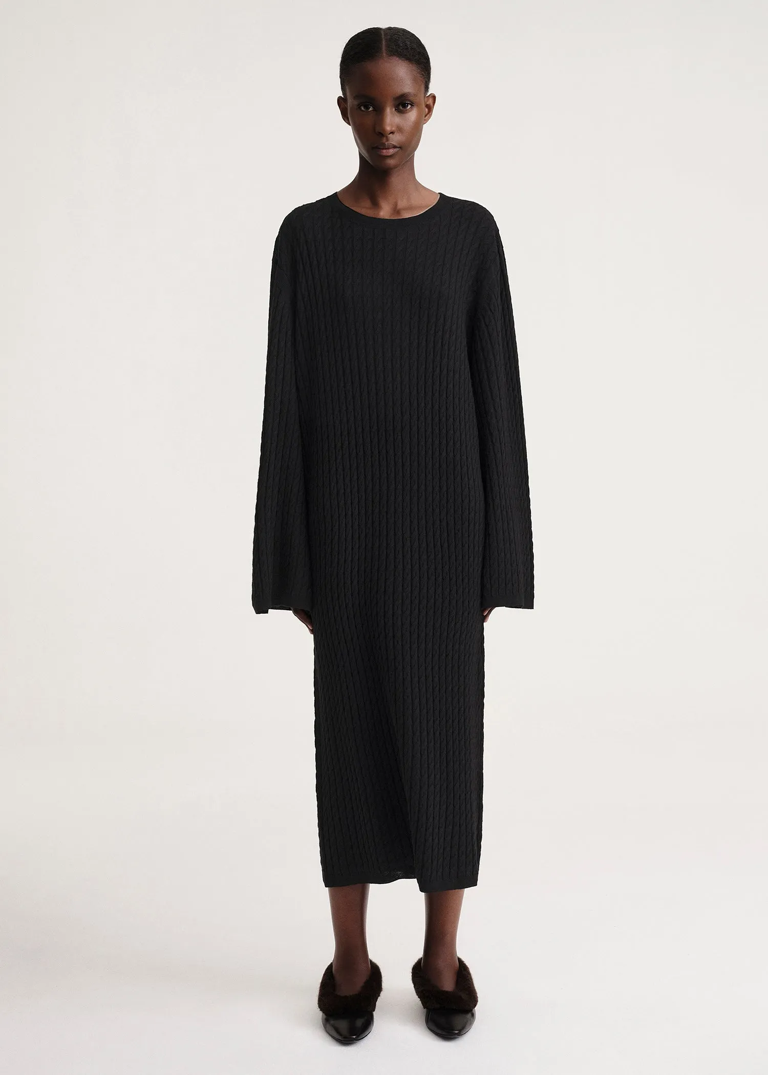 Cable knit dress black sold by Toteme