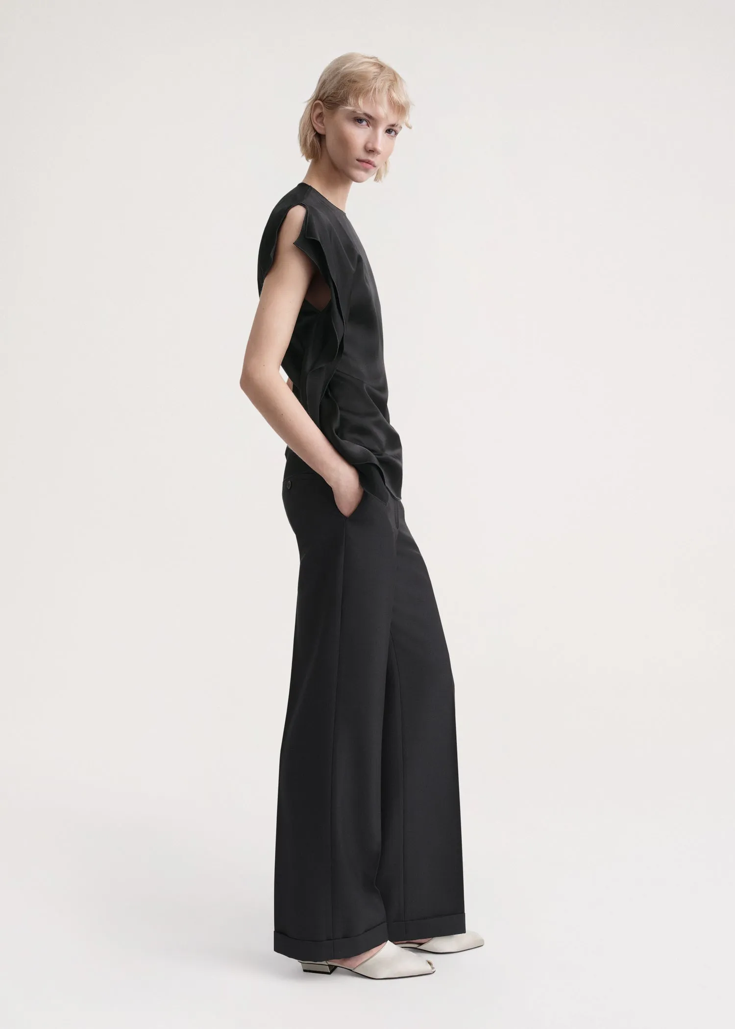 Side-drape satin top black sold by Toteme product image thumbnail 2