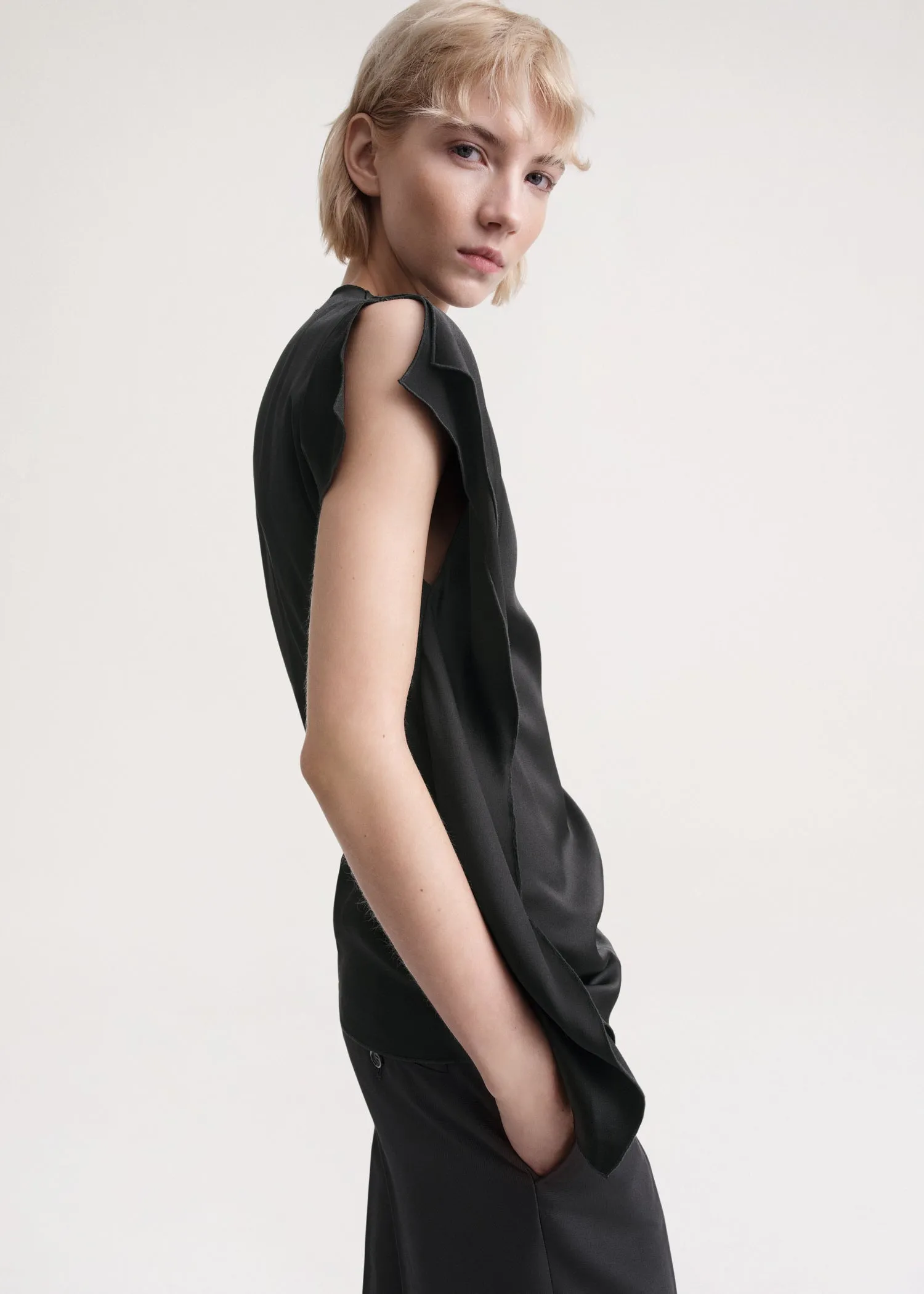 Side-drape satin top black sold by Toteme product image thumbnail 4