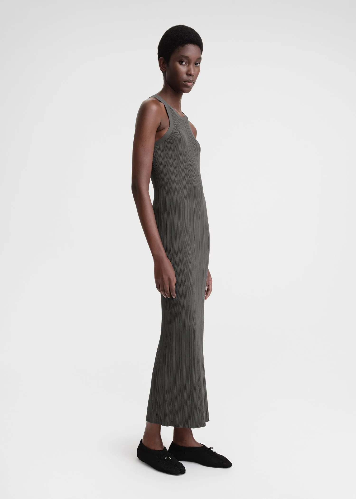 Seamless rib tank dress anthracite sold by Toteme product image thumbnail 2