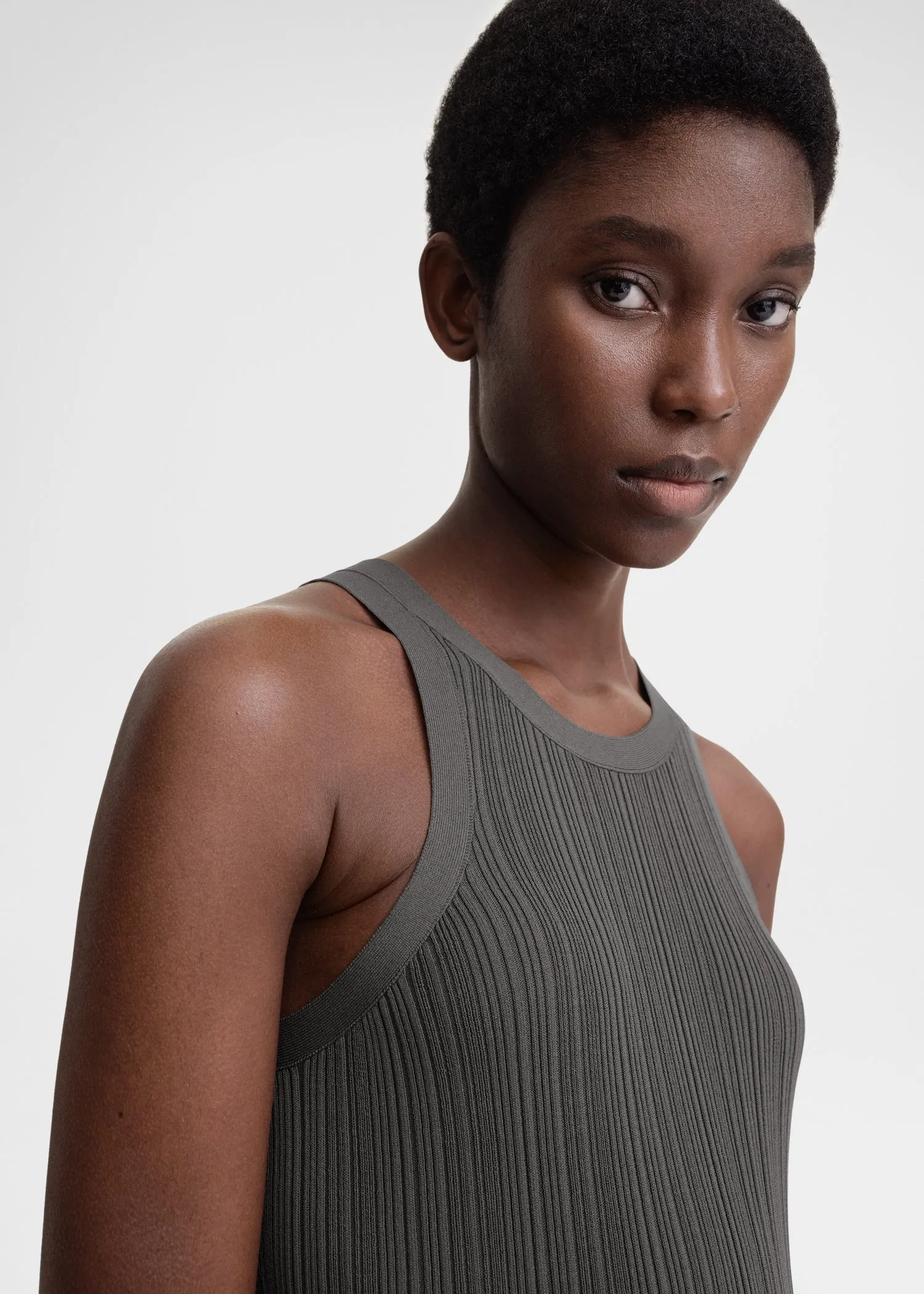 Seamless rib tank dress anthracite sold by Toteme product image thumbnail 4