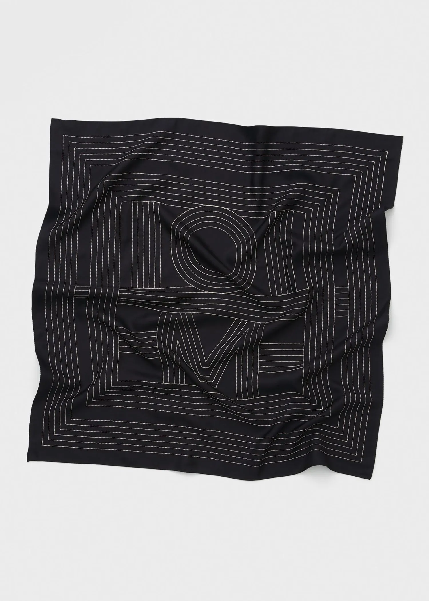 Striped embroidered monogram silk scarf black sold by Toteme product image thumbnail 3