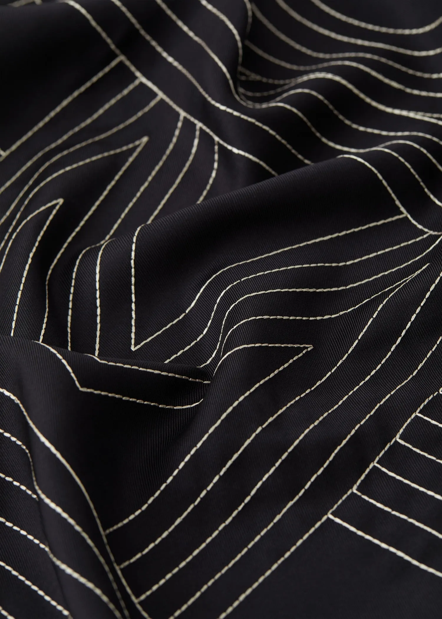 Striped embroidered monogram silk scarf black sold by Toteme product image thumbnail 4