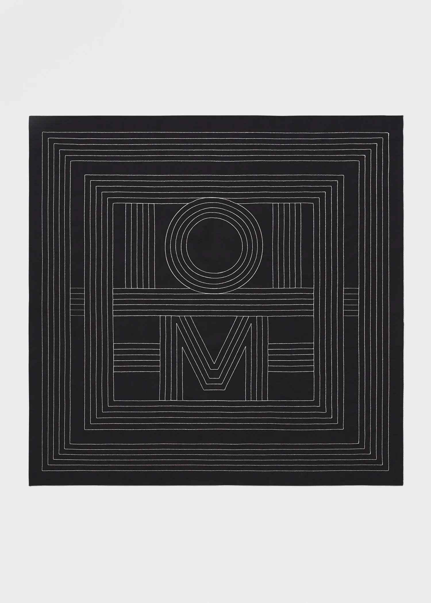 Striped embroidered monogram silk scarf black sold by Toteme product image thumbnail 5